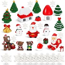12 Mini Figurines De Noël En Résine – Père Noël, Sapin, Bonhomme De Neige… Pour Décoration Sapin Ou Scènes Miniatures