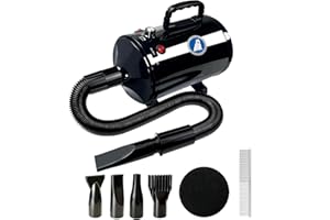 XAPIGO Asciugacapelli Professionale per Cani, a Basso Rumore, Temperatura Regolabile, Asciugatura Rapida con Doppia velocità, Strumento Leggero e Portatile per toelettatura (Nero)