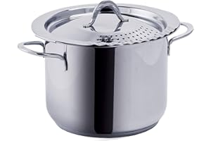 Aeternum Divina Pasta Pot Pentola per Pasta 22 cm, Adatto all'Induzione, Acciaio