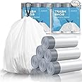 KSSKSS 120 Counts 1.6 Gallon Mini Drawstring Trash Bags, Small Garbage Bags , Code a fit 4.5-6 Liter, 0.8-1.6 Gal, White Trash Bin Liners for Home Office Kitchen Bathroom Bedroom