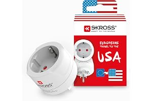 SKROSS | 1.500203-E | Europe to USA | Internationaler Reiseadapter von Europa nach USA - Shuko oder Europäischer Stecker, USA Stecker - Spannung und Leistung 100V - 1500W / 250V - 3750W