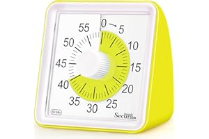 SECURA BRANDS Secura 60 Minute Essential Visual Timer for Kids, Countdown Clock Timer for Special Education, Classroom, School, Desk, Home, Office, Silent Non-Ticking Time Management Tool (Yellow & Yellow)