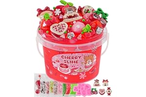 OKAYBEE Cherry Red Slime - Juego de 10 paquetes de accesorios para niños y niñas, juguete sensorial, regalo de Pascua, Halloween, Navidad