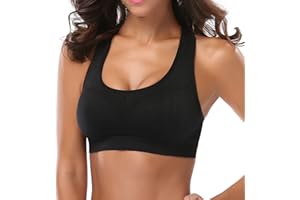 ANGOOL Sport BH Damen Racerback Push Up Sport Bustier Damen Gepolstert Starker Halt Nahtlose Joggen Yoga Fitness Bra