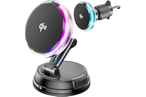 GUMOSH für Qi2 15W MagSafe Autohalterung Ladegerät mit Kühlventilator, [Schnellladen Handykühlung RGB Beleuchtung] 78+ lbs Starke Saugkraft Magnet Kabelloses Handyhalterung Auto,für iPhone 17/16/15/14/13/12
