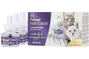 Felisept Family Comfort Ricarica 3x45 ml - Con erba gatta naturale senza feromoni gatto - Sciogliere Le Tensioni Nelle Famiglie Con Più Gatti E Ridurre In Modo Sostenibile - Tranquillanti gatto
