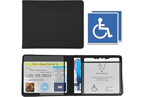 REPEAK Disabled Blue Badge Holder Wallet for Car - PU Leather Protector Disability Parking Permit Discreet Cover Hologram Safe with 2X Disabled Stickers Included (Black)