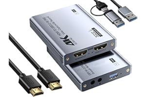 FULFALIC Video Capture Card, Audio and Video Capture Card, USB 3.0 4K HDMI Loop-Out Capture Card, Capable of 1080P 60FPS/2K 30FPS Video Capture.