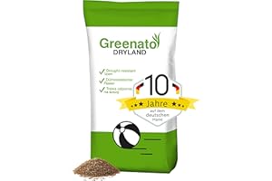 Rasensamen trockenresistent Greenato Dryland 5kg – Trockenrasen Rasensamen schnellkeimend Frühjahr und Herbst Grassamen Unkrautvernichter Rasen Rasensaat - ideal für eine Fläche von 200m²