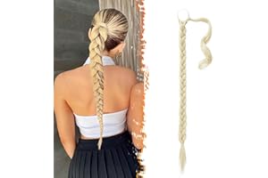 ‎BARSDAR BARSDAR 66cm Langes geflochtenes Pferdeschwanz-Verlängerungsgummiband, gerade umwickelter Zopf, Haarverlängerungen, Pferdeschwanz, DIY, natürliches, weiches, synthetisches Haarteil für Frauen