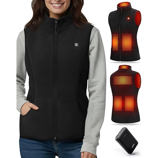 Verwarmd vest voor dames, 9 zones, verwarmde jas, 3 instelbare temperaturen, verwarmd donsjack voor outdooractiviteiten, wandelen, skiën, Zwart, XL