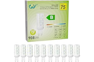 GY Bombilla G9 LED 4.9W (Equivalente a 75W) 4000k Blanco Neutro (23mmX74mm) 908 Lúmenes Sin Parpadeo No Regulable Bulb de Ahorro Energético 10 Unidad