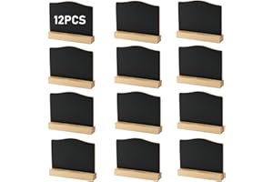 Boutihao 12 Pezzi Mini Lavagna Piccola, Lavagnette in Legno con Cavalletti di Supporto, Lavagnette Messaggi Bordo per Segnaposti per Buffet, per Matrimoni, Feste, Tavolo, Cartellino del Prezzo