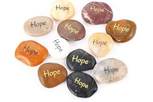 ROCKIMPACT 12PCS HOPE Engraved Inspirational Rocks, Sentimental Gifts, Self Motivational Treat, Encouragement Message Stone Pebble Keepsake, Wholesale Price, 5-8cm (2"-3") each