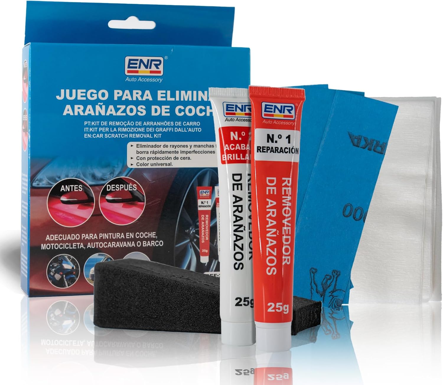 Enerfero Reparador de arañazos,Pulimento Coche Arañazos,Aporta Brillo y Protección,Restos de Pintura y Manchas Persistentes,Fácil Aplicación,50g