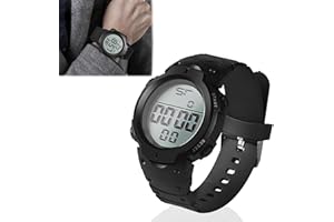 PENNLE Black Waterproof Referee Watch Stopwatches Match Official Sports Digital Watches with Alarm/Timer, Big Face Military Wrist Watches with LED Backlight for Running Training