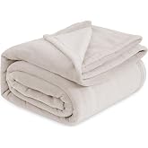 Bedsure Blanket Sofa Plaid Bed &ndash; Flannel, 220 x 240 cm, Beige | Lightweight Breathable Thick Soft Flannel Throw Blanket Decor