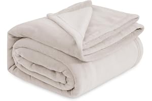 Bedsure Plaid Sofffilt Fleece, flanell, 220 x 240 cm, beige | Lätt och andningsbar, tjock mjuk flanellfilt, för hem och prese