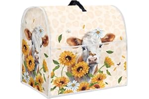 DISNIMO Sunflower Kuh Standmixer, staubdichte Abdeckung für KitchenAid Mixer, mehrere Taschen für verschiedene Küchengeräte, einfache Reinigung (passend für Kippkopf 4,5–5 Quart)