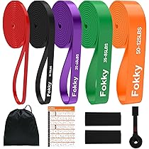 Fokky Fitnessbanden met 4 weerstandsniveaus, set weerstandsbanden met deuranker, handgrepen, beschermhoes, draagtas en trainingshandleiding, weerstandsbanden voor