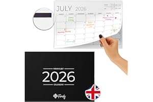 ‎FINOLY Finoly Kalendarz magnetyczny na lodówkę w języku angielskim Styczeń–grudzień 2026 (12 miesięcy) | Kalendarz na lodówkę 2026 | Kalendarz miesięczny | Kalendarz magnetyczny na lodówkę 2026