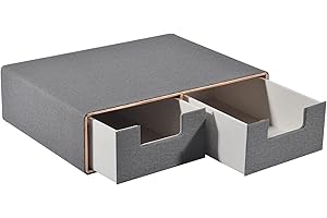 XNONE Leder Stapelbar Schreibwaren Schubladenbox mit 2 geschlossenen,Handarbeit Schublade zur Aufbewahrung von Kaffeepads,Kaffeekanne oberster Teil der/Schmuck/Kosmetik Schreibtisch Organizer,Grau