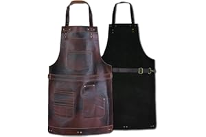Leathershire Dark Brown Full Grain Leather Apron Butcher -Cook -BBQ -Cooking - Wood work - Cheff - BBq Grill Gift