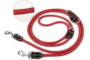 Trhillsbrad Smycz dla psa, 5 m x 14 mm, regulowana, duża, średniej wielkości, wielofunkcyjna, podwójna smycz do zawieszenia, wytrzymała, różowa
