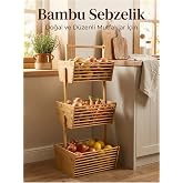 ERKUGO Bambu Sebzelik, Bambu Raflı Organizer 32 x 28