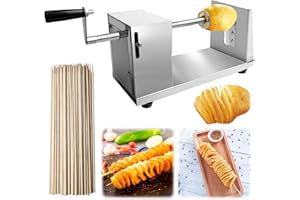 GBKDQQ Coupe-spirale Coupe-pommes de terre Twister à pommes de terre, Coupe-spirale en acier inoxydable Spirale de pommes de terre avec 50 brochettes en bambou, Coupe-spirales de pommes de terre pour