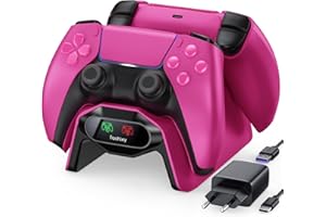 Fachixy Cargador para Mando PS5, 2H rápido Cargador ps5 con 2 Tipos de Cable para Mando PS5, estación de Carga Compatible con mandos DualSense PlayStation 5