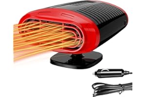 GBOKYN Riscaldatore per auto, 12 V, 150 W, riscaldatore per auto, 2 in 1, con giunto girevole a 360° e presa accendisigari, per campeggio, camion, camper, auto, colore rosso