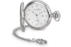 Hermann Jäckle Tübingen Taschenuhr – Quarzwerk, 50 mm, mit Datumsanzeige, inkl. Kette & Reiseetui | Qualitätshandwerk