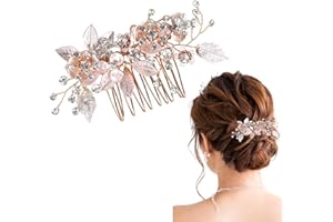 LARFRAECY Gold Hair Clip Wedding Hair Clip,Leaf hair comb handmade flower bridal headpiece hair accessories,Handmade Flower Hair Clip Head Pieces for Women,Headpiece Wedding Accessories,Hair Comb Wedding,Gold