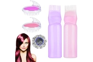 MisFun 5 Piezas Aplicador Aceite Pelo, Cepillo para Colorear El Cabello Botella, Con Cepillo de Masaje para El Cuero Cabelludo y Sombrero de Papel de Aluminio, Hair Oil Applicator para Cabelludo