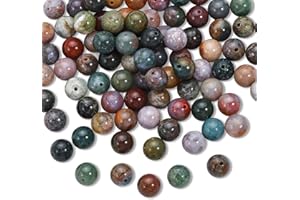BOMULEZG 100 cuentas de ágata india de 8 mm, redondas, piedras naturales con agujero, piedras preciosas multicolores para enhebrar, para hacer pulseras, collares y joyas (ágata india)