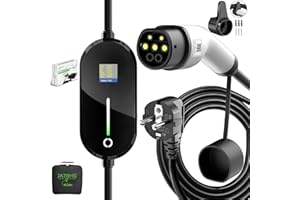 JATRHG EV Chargeur 5M 3.6KW-1.5KW 16A|13A|10A|8A Type 2 Station de Charge Voiture Electrique Portable Courant Commutable Voiture Electrique Chargeur Rapide monophase