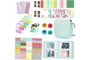 Leebotree Accesorios de cámara instantánea compatibles con cámara instantánea Instax Mini 12, incluye funda/álbum/marcos para colgar en la pared/marcos de película/calcomanías de borde / calcomanías