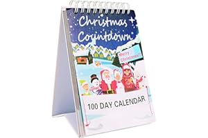 HICWX 100 Day Christmas Countdown Calendar 2024,Christmas Countdown Calendar, Desktop Advent Calendar for Home Office Room Decor, Xmas Count Down Gift