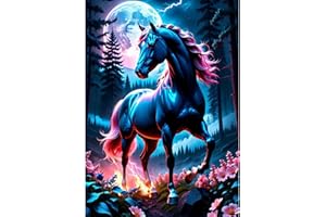 Fumupe 5D Cavallo Diamond Painting Adulti, Diamond Painting Kit Completo, Animale Diamantini Crystal Art, Strass Ricamo a Punto Croce, Hobby Creativi Adulti Decorazioni da Parete e Casa 30x40cm