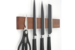 Hopeyhfm Porte Couteaux Aimenté 40 cm,Barre aimantée pour couteaux,Aimant Couteau Mural en Bambou pour Les Couteaux, Les Ustensiles et Les Outils.