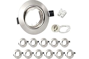 Wondlumi Projecteurs Spot Encastrable GU10 Orientables 30°,12x Cadre de Montage Encastrable 68mm Avec Douille GU10, Cadres Pour Spots Encastré 220V