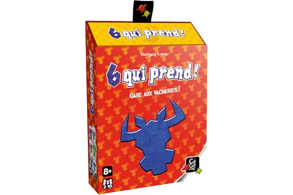 GIGAMIC - 6 Qui prend ! - Jeux de société - Jeux de cartes dès 8 ans - Jeu d'ambiance pour enfant, famille et amis - Évitez les têtes de bœuf - De 2 à 10 joueurs - 45 Min - Version Française - AMBSIXQ
