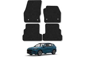 CAR MAT CO Ford Kuga (2015-2020) Car Mats Accessories Tailored Fit Carpet Floor Mats Non Slip Black Trim Full Coverage Compatible Accessory Front Rear Set Anti Slip Granulated Backing Hand-Finished Clips