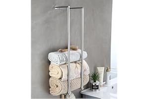 LSDZHK Towel Racks for Bathroom, Wall Mounted Towel Storage Holder, Stainless Steel Bathroom Towel Holder Can Hold 6 Bath Sheets for Bathe Towels and Hand Towels (Silver)