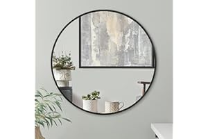 Americanflat 80 cm Aluminium Framed Black Round Mirror for Wall - Circle Mirror for Bedroom, Entryway, and Living Room Wall Decor - Black Bathroom Mirror with Hanging Hardware Included