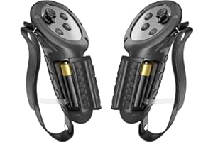 IKWOLETI Empuñaduras de Controlador para Meta Quest 3, Fundas de Empuñaduras de Controlador de Silicona con Tapa de Apertura de Batería y Correas Ajustables para Nudillos (No para Base de Carga)