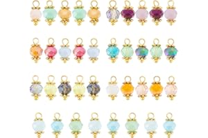 PH PandaHall 140pcs Breloques Creation Bijoux Facettes 7 couleurs Breloques en Verre galvanisés Petites breloques en cristal Charms Pendentifs pour Bijoux Colliers Boucles D'oreilles Bracelet