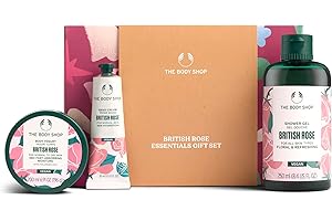 The Body Shop British Rose Essentials Gift Set (Shower Gel 250ml + Body Yogurt 200ml + Hand Cream 30ml), Floral Festive Trio with Rose Extract, Softening & Hydrating Body Care, Vegan