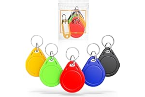 PTT-KEY 1234567890®| Confezione da 5 badge RFID 13,56 Mhz | MCT programmabile su smartphone Android | UID modificabile | Chip CUID | Distintivo universale Vigik | Etichetta NFC | Il badge va ovunque |